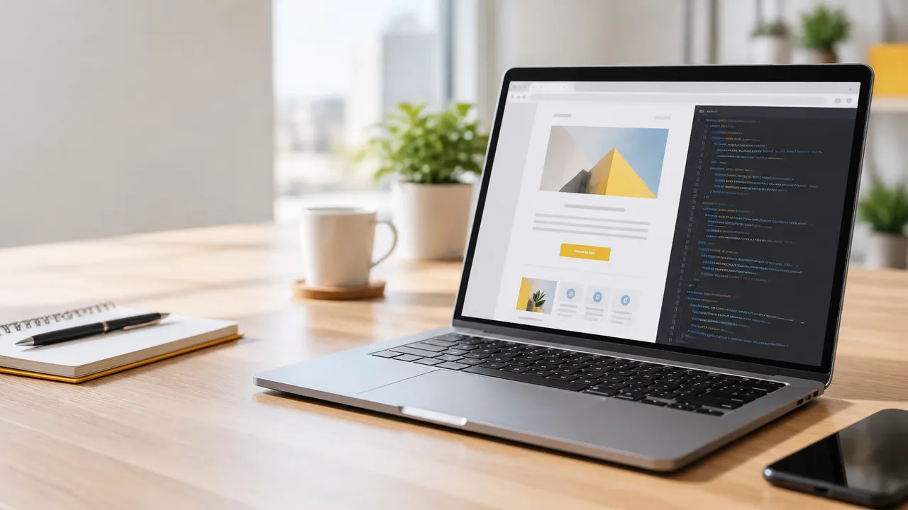 Notebook exibindo a prévia de um e-mail em um navegador e código em uma janela ao lado