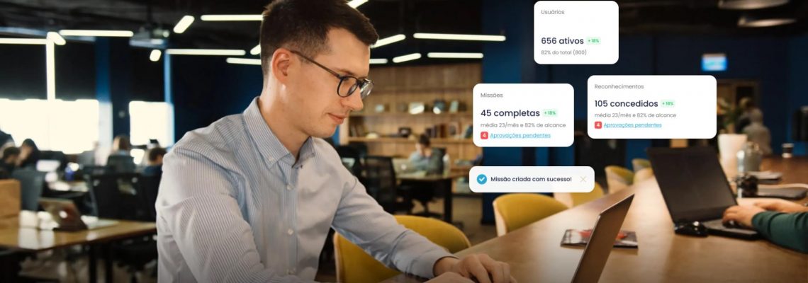 Gestor acompanha produtividade da equipe em painel de CRM com gráficos de vendas