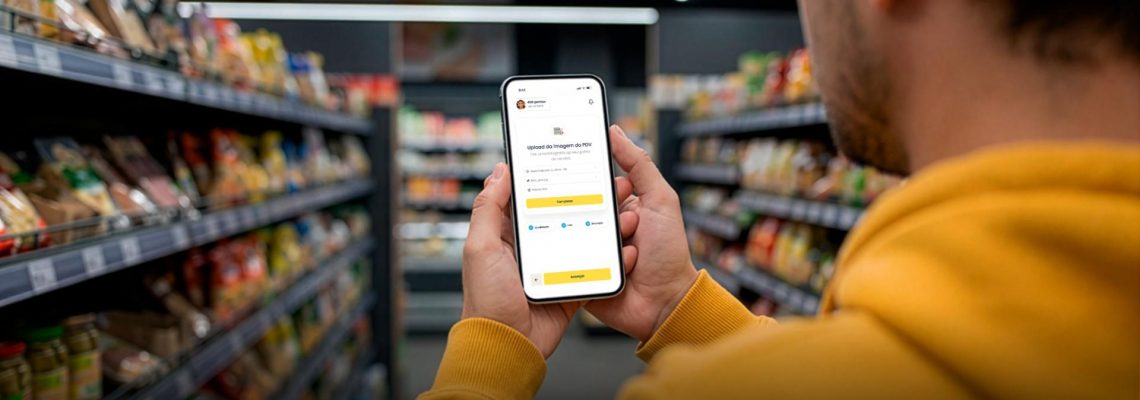 IA analisando prateleira de supermercado com dados em tempo real